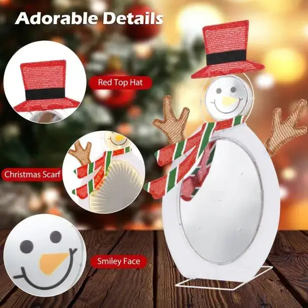 2D Snowman with Infinity Tunnel Lights | Warm White LEDs - Metal Frame COSTWAY - Little and Giant Explorers Costway