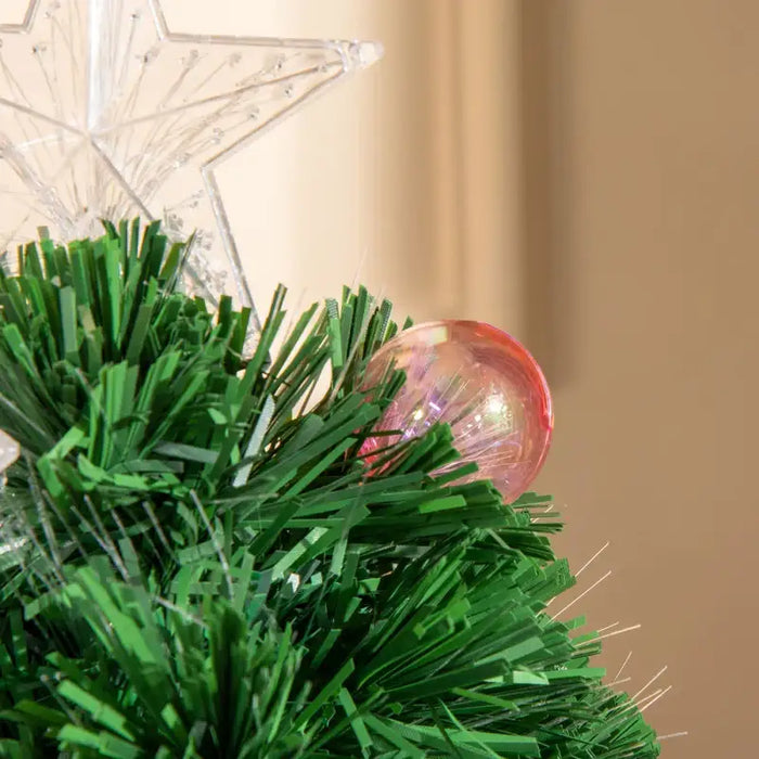 2ft Pre-Lit Artificial Christmas Tree | Fibre Optic and LED Lights - Baubles and Star Topper HOMCOM - Little and Giant Explorers HOMCOM