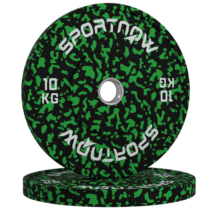 2x10kg Olympic Weight Plates Rubber Bumper Set | Green - Little and Giant Explorers SPORTNOW