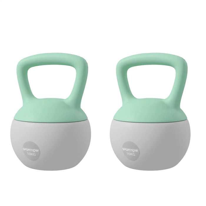 2x10kg Soft Kettlebell with Non-Slip Handle in Grey and Green - Little and Giant Explorers SPORTNOW