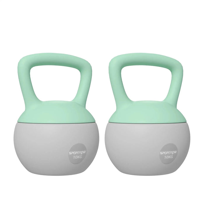 2x10kg Soft Kettlebell with Non-Slip Handle in Grey and Green - Little and Giant Explorers SPORTNOW