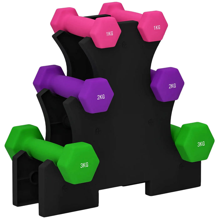 2x1kg, 2x2kg, 2x3kg Dumbbells Set with Dumbbell Rack - Little and Giant Explorers SPORTNOW