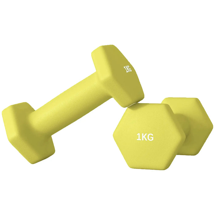 2x1kg Hex Dumbbell Set – Yellow | Anti-Roll Design with Non-Slip Handles SPORTNOW - Little and Giant Explorers SPORTNOW
