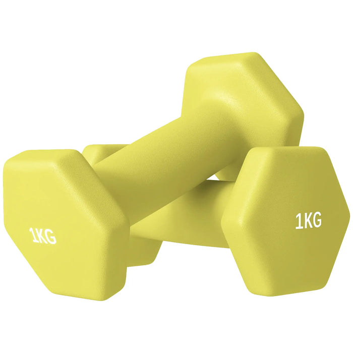 2x1kg Hex Dumbbell Set – Yellow | Anti-Roll Design with Non-Slip Handles SPORTNOW - Little and Giant Explorers SPORTNOW