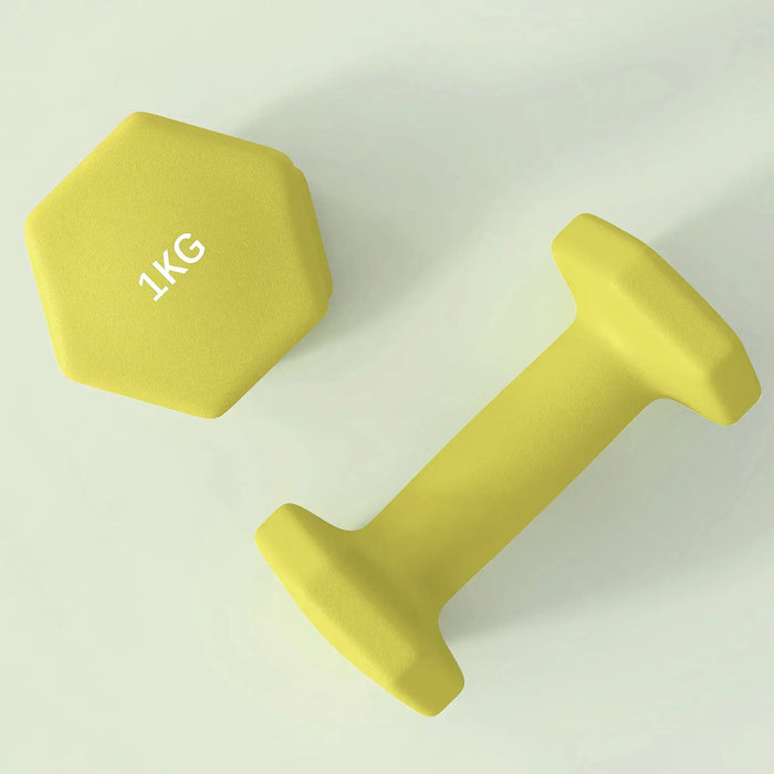 2x1kg Hex Dumbbell Set – Yellow | Anti-Roll Design with Non-Slip Handles SPORTNOW - Little and Giant Explorers SPORTNOW