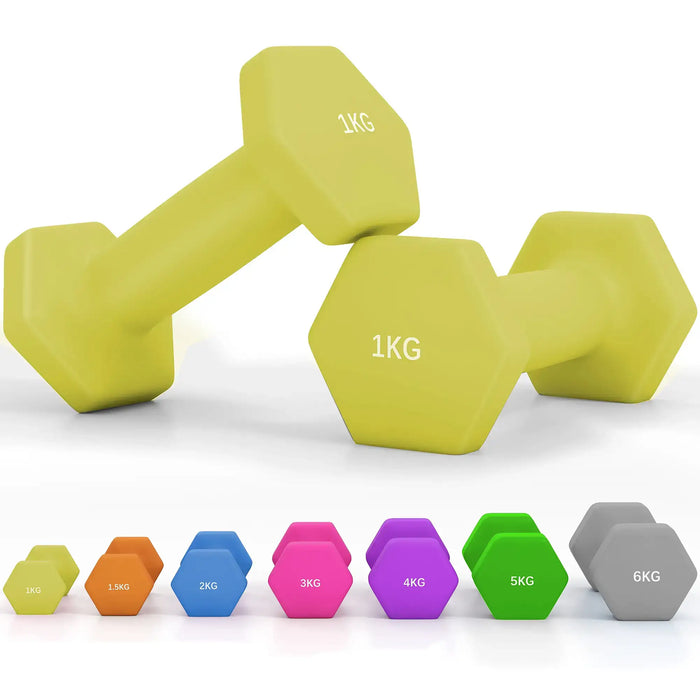 2x1kg Hex Dumbbell Set – Yellow | Anti-Roll Design with Non-Slip Handles SPORTNOW - Little and Giant Explorers SPORTNOW