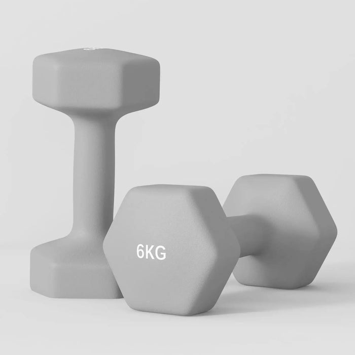 2x6kg Hex Dumbbell Set – Grey | Anti-Roll Design with Non-Slip Handles SPORTNOW - Little and Giant Explorers SPORTNOW