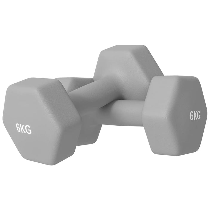 2x6kg Hex Dumbbell Set – Grey | Anti-Roll Design with Non-Slip Handles SPORTNOW - Little and Giant Explorers SPORTNOW