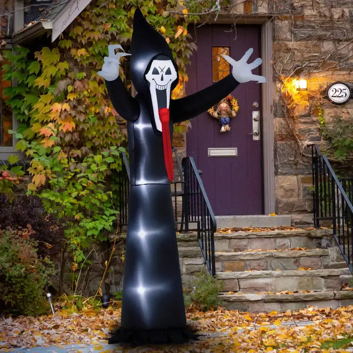 3.1m Halloween Inflatable Grim Reaper – LED Light-Up Decoration | Blower and Anchors OUTSUNNY - Little and Giant Explorers Outsunny