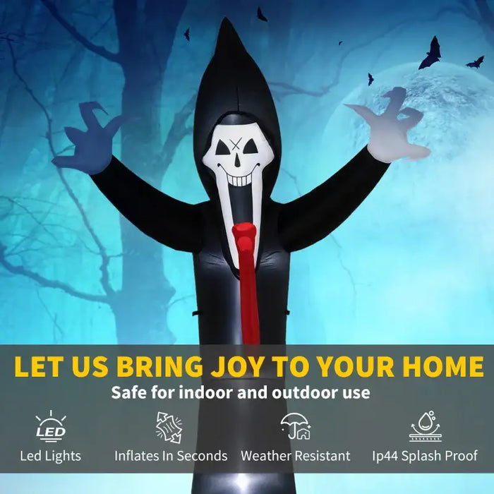 3.1m Halloween Inflatable Grim Reaper – LED Light-Up Decoration | Blower and Anchors OUTSUNNY - Little and Giant Explorers Outsunny