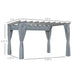 3.6x3m Aluminium Pergola – Dark Grey | Retractable Canopy Garden Shelter - Curtains and Drainage Holes OUTSUNNY - Little and Giant Explorers Outsunny