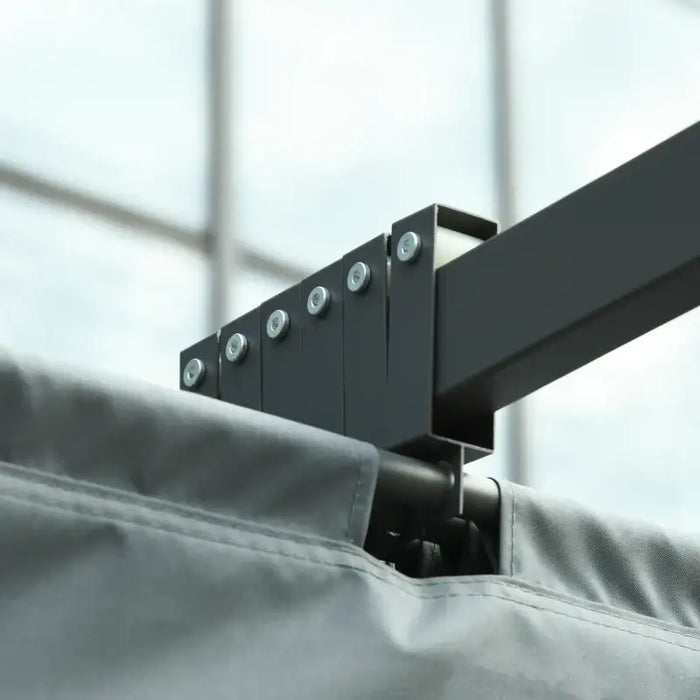 3.6x3m Aluminium Pergola – Dark Grey | Retractable Canopy Garden Shelter - Curtains and Drainage Holes OUTSUNNY - Little and Giant Explorers Outsunny