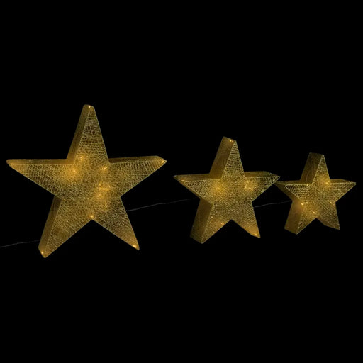 3 Christmas Decoration Stars in Gold Mesh and LEDs - Little and Giant Explorers vidaXL