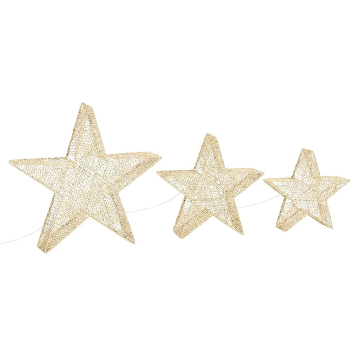 3 Christmas Decoration Stars in Gold Mesh and LEDs - Little and Giant Explorers vidaXL