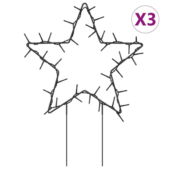 3 Christmas Star Light Decorations with Spikes and 50 LEDs 29cm - Little and Giant Explorers vidaXL