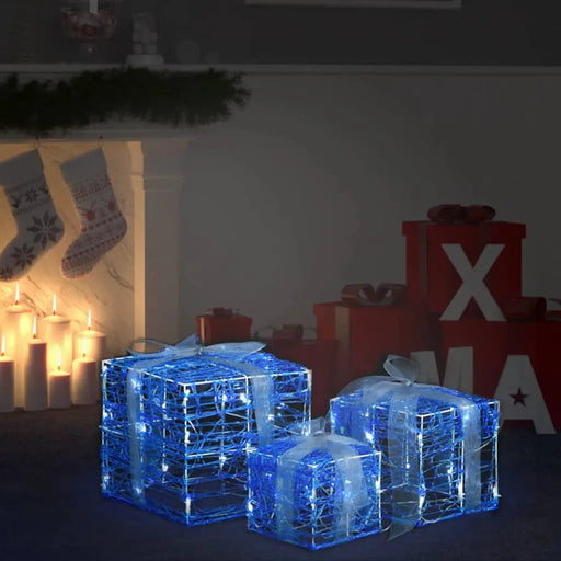 3 Decorative Acrylic Christmas Gift Boxes in Cold White - Little and Giant Explorers vidaXL