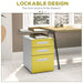 3 Drawer Steel Lockable Filing Cabinet in Yellow - Little and Giant Explorers Vinsetto