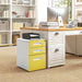 3 Drawer Steel Lockable Filing Cabinet in Yellow - Little and Giant Explorers Vinsetto