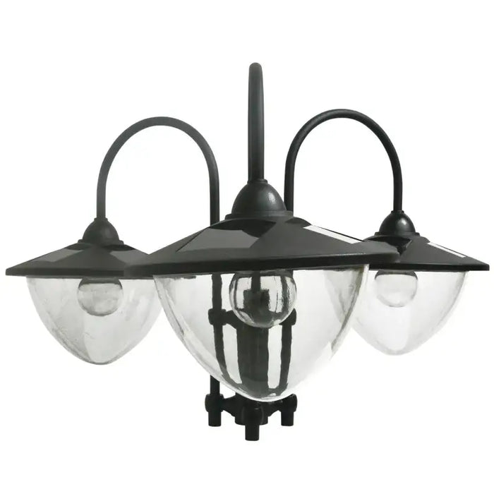 3-Head Solar Lamp Post – Black Outdoor Garden Light | Planter Base OUTSUNNY - Little and Giant Explorers Outsunny