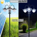 3-Head Solar Lamp Post – Black Outdoor Garden Light | Planter Base OUTSUNNY - Little and Giant Explorers Outsunny