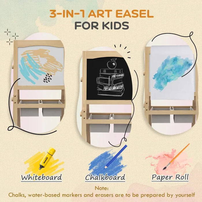 3 in 1 Art Easel for Toddlers with Paper Roll - Little and Giant Explorers AIYAPLAY