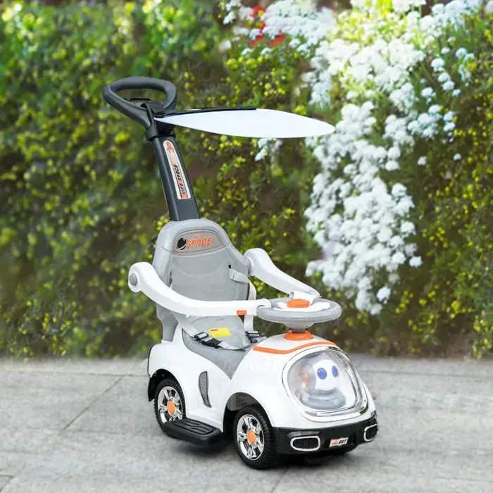 Kids 3 in 1 Ride on Cartoon Robot Theme Foot to Floor Slider with Handle, Light, Music, Horn and Storage - Little and Giant Explorers AIYAPLAY