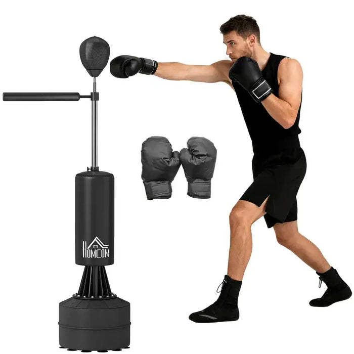 3-in-1 Boxing Training Centre – Black | Freestanding Punch Bag - Speed Ball and Gloves HOMCOM - Little and Giant Explorers HOMCOM