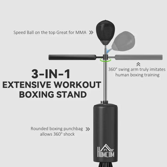 3-in-1 Boxing Training Centre – Black | Freestanding Punch Bag - Speed Ball and Gloves HOMCOM - Little and Giant Explorers HOMCOM