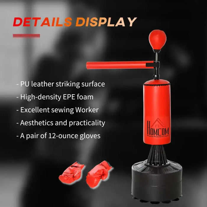 3-in-1 Boxing Training Centre – Red | Freestanding Punch Bag - Speed Ball and Gloves HOMCOM - Little and Giant Explorers HOMCOM