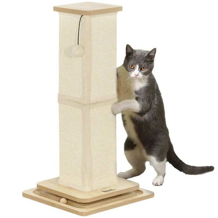 3-in-1 Cat Scratching Post with Track Ball Toy 67cm - Little and Giant Explorers PawHut