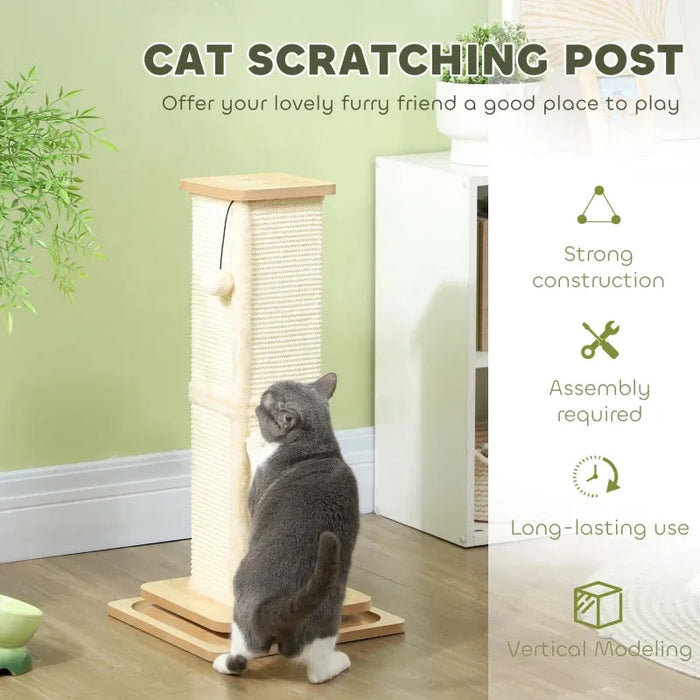 3-in-1 Cat Scratching Post with Track Ball Toy 67cm - Little and Giant Explorers PawHut