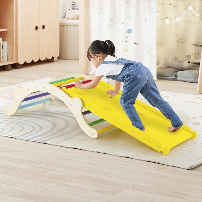 3-in-1 Climbing Playset Multi-Colour | Arch Climber with Rocking Chair Function - Little and Giant Explorers Costway