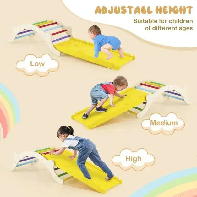 3-in-1 Climbing Playset Multi-Colour | Arch Climber with Rocking Chair Function - Little and Giant Explorers Costway