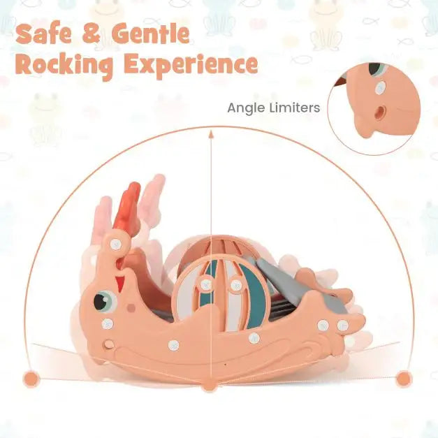 3-in-1 Convertible Rocking Horse, Slide and Basketball Hoop – Pink Toddler Playset | COSTWAY - Little and Giant Explorers Costway