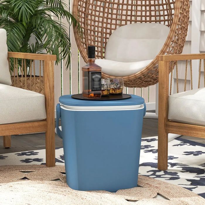 3-in-1 Cooler Cocktail Table - Blue | Outdoor Ice Bucket Table with Lift-Top Lid COSTWAY - Little and Giant Explorers Costway