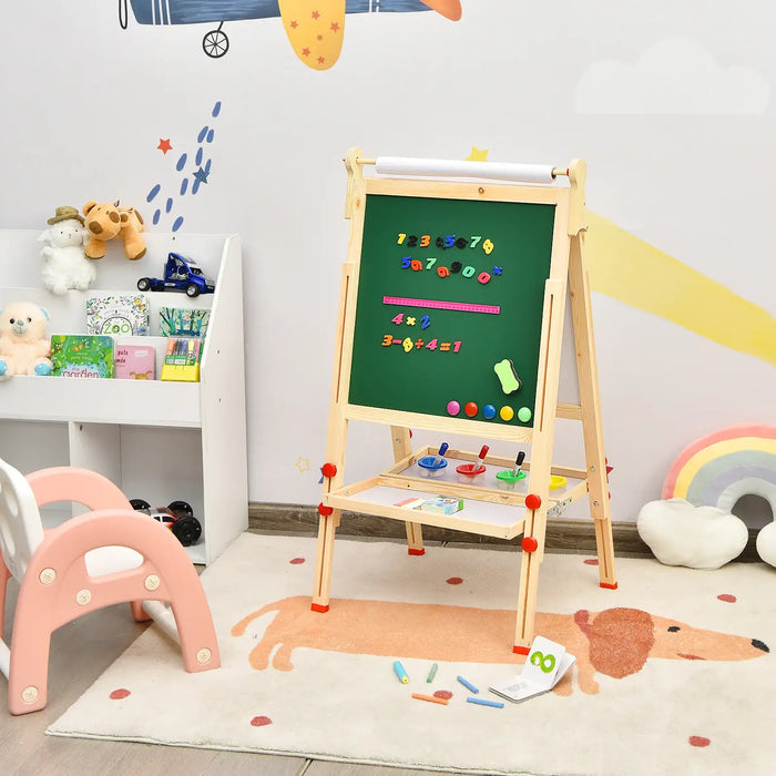 3-in-1 Double-Sided Design Kids Art Easel | Adjustable Height, Blackboard and Whiteboard COSTWAY - Little and Giant Explorers Costway