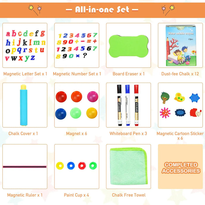 3-in-1 Double-Sided Design Kids Art Easel | Adjustable Height, Blackboard and Whiteboard COSTWAY - Little and Giant Explorers Costway