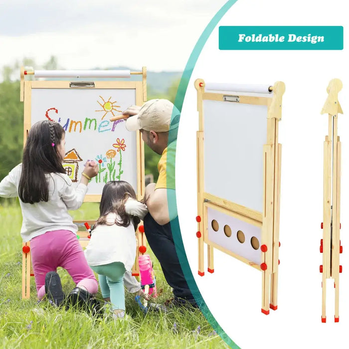 3-in-1 Double-Sided Design Kids Art Easel | Adjustable Height, Blackboard and Whiteboard COSTWAY - Little and Giant Explorers Costway