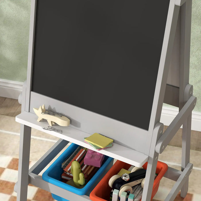 Double Sided Painting Easel with Chalk Board in Grey - Little and Giant Explorers AIYAPLAY