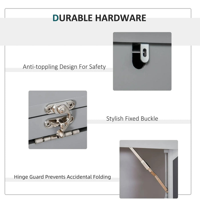 3-in-1 Fold-Out Desk Grey | Space-Saving Design with Bookcase - Little and Giant Explorers HOMCOM