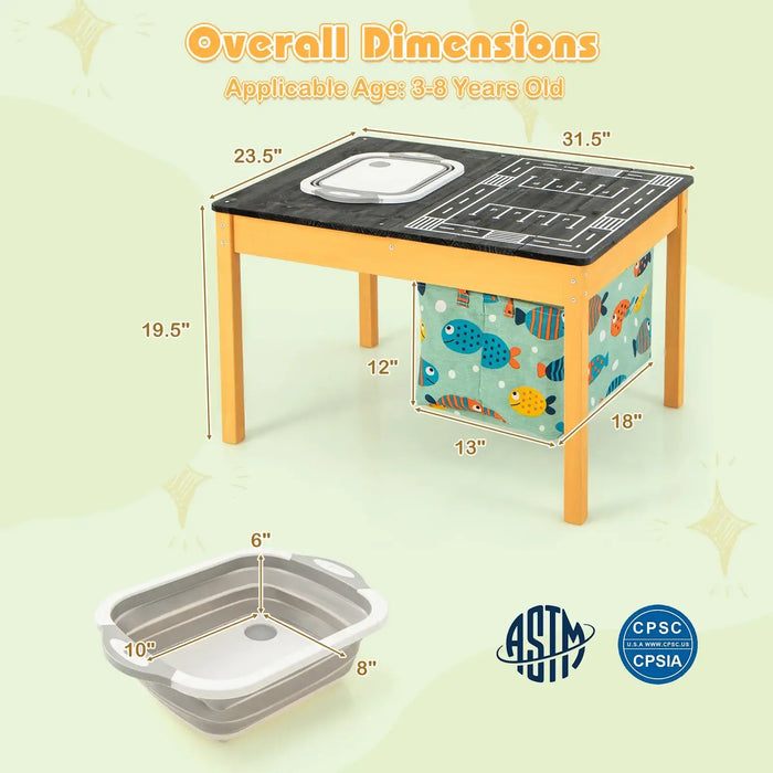 3-in-1 Kids Activity Table – Motorway Pattern Car Play | Sensory Storage Station COSTWAY - Little and Giant Explorers Costway