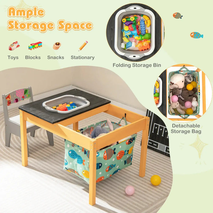 3-in-1 Kids Activity Table – Motorway Pattern Car Play | Sensory Storage Station COSTWAY - Little and Giant Explorers Costway