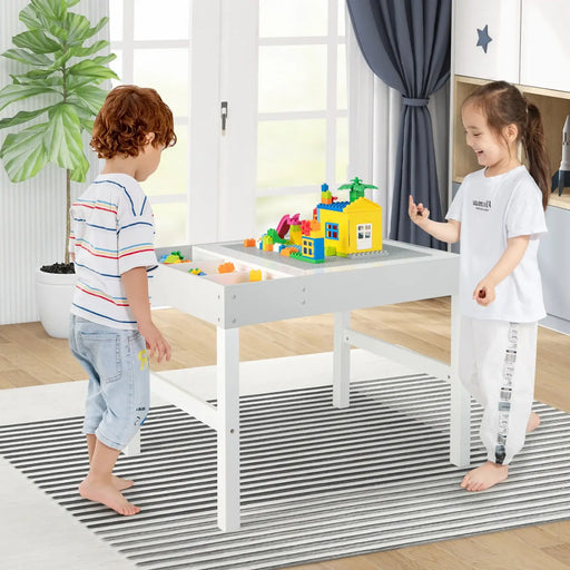 3-in-1 Kids Activity Table | White and Grey with Reversible Tabletop - Little and Giant Explorers Costway
