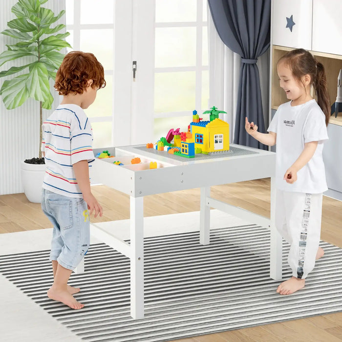 3-in-1 Kids Activity Table | White and Grey with Reversible Tabletop - Little and Giant Explorers Costway