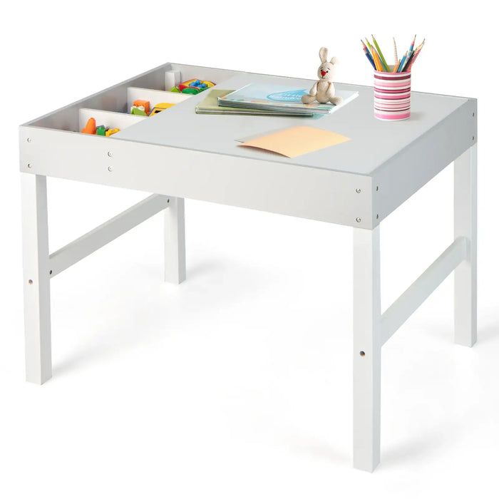 3-in-1 Kids Activity Table | White and Grey with Reversible Tabletop - Little and Giant Explorers Costway