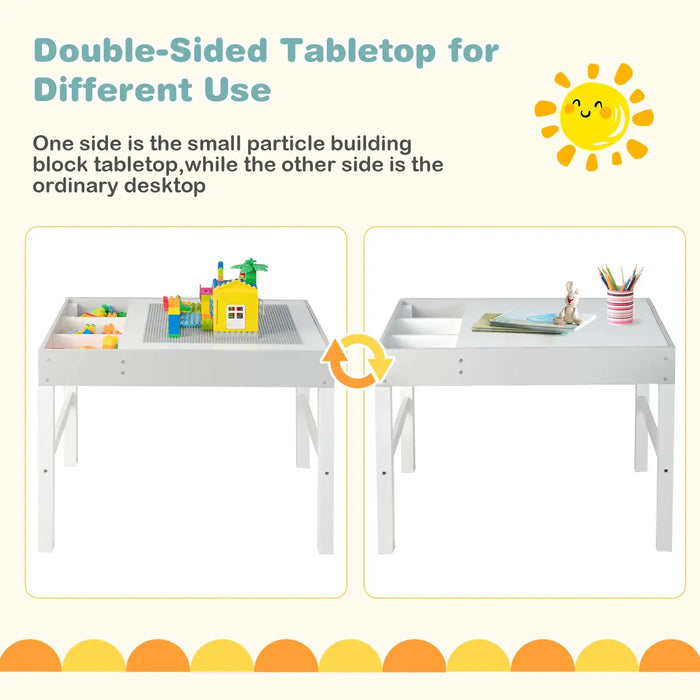 3-in-1 Kids Activity Table | White and Grey with Reversible Tabletop - Little and Giant Explorers Costway