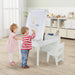 3-in-1 Kids Art and Craft Table Set - White | Easel, Storage and 2 Chairs COSTWAY - Little and Giant Explorers Costway