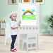 3-in-1 Kids Art and Craft Table Set - White | Easel, Storage and 2 Chairs COSTWAY - Little and Giant Explorers Costway