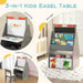 3-in-1 Kids Art Easel - Grey | Double-Sided Board - Table, Chair and Storage COSTWAY - Little and Giant Explorers Costway