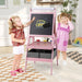 3-in-1 Kids Art Easel – Pink | Magnetic Whiteboard, Chalkboard and Paper Roll COSTWAY - Little and Giant Explorers Costway